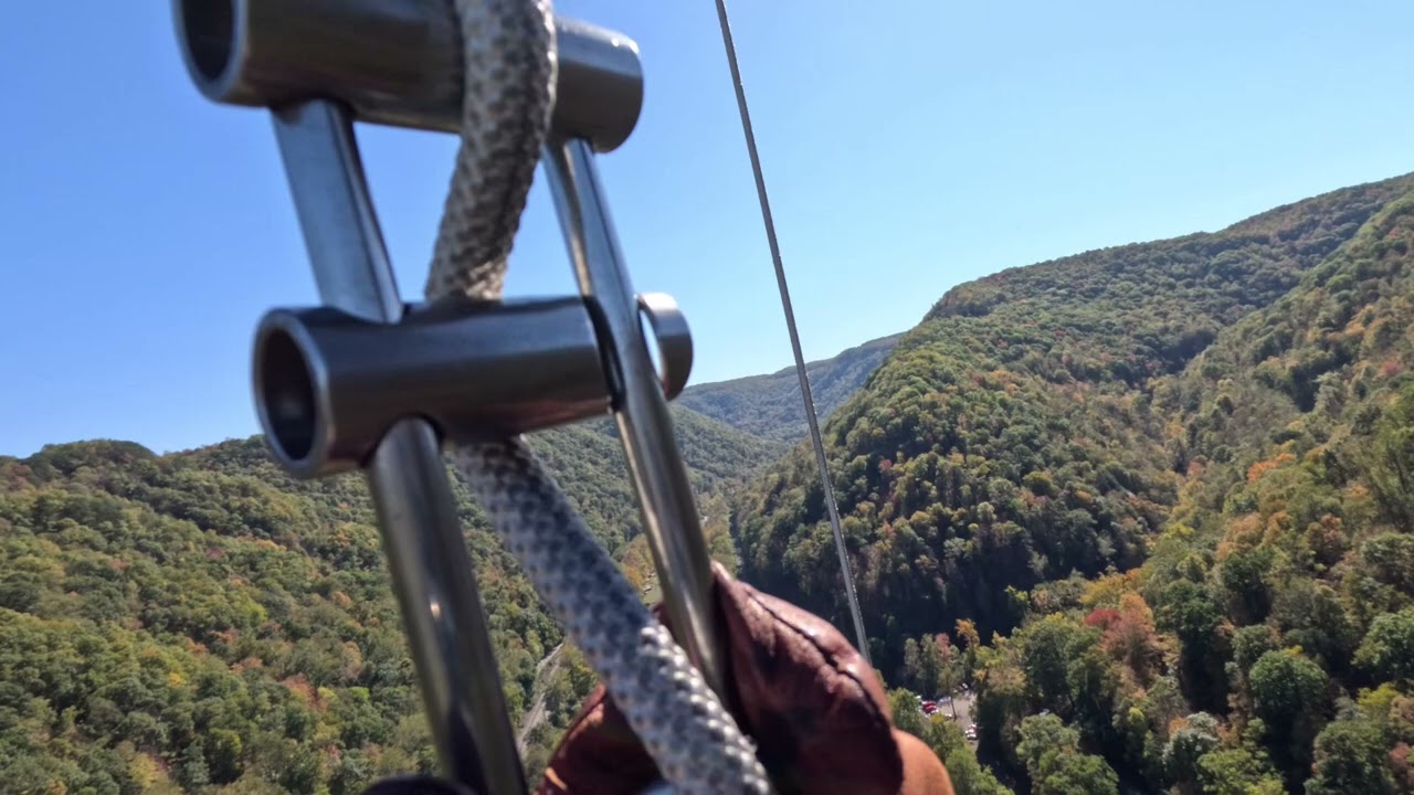NRG bridge 850 foot rappel complete with nerve racking train