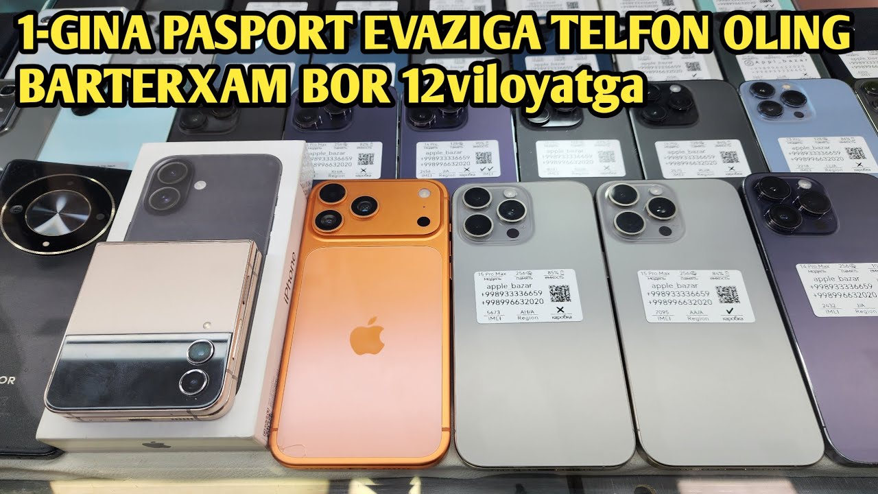 Telfon Narxlari Nasiya savdoga 1gina pasport evasiga Rabochi va yangi telfonlar Treding xizmati. 
