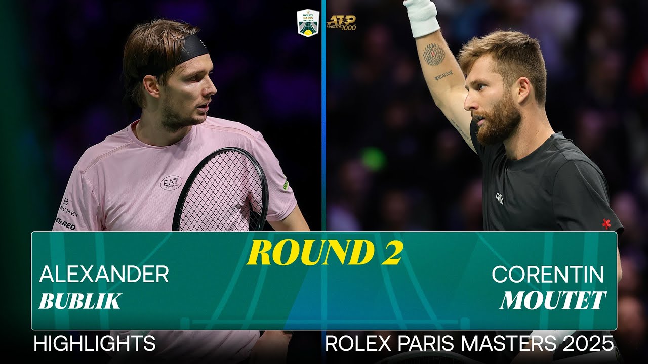 Alexander Bublik vs Corentin Moutet R2 highlights | Rolex Paris Masters