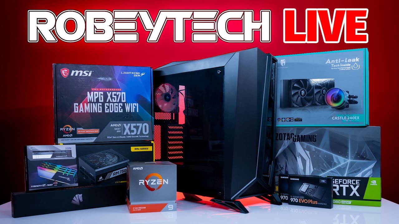 How to Build a PC - Robeytech Live - $2800 Build - Ryzen 3900x / 2080 Super in Carbide SPEC-OMEGA