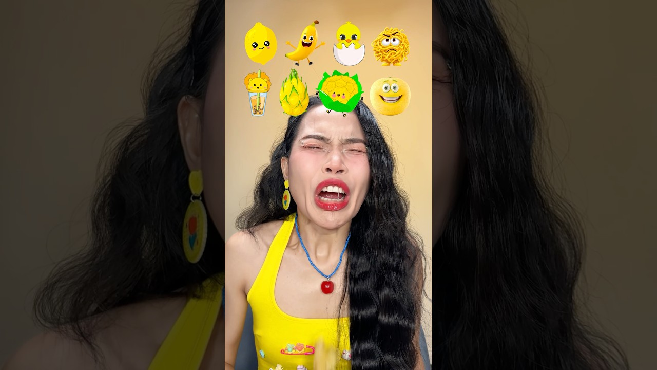 ASMR Mukbang 💛 Random Yellow Food #shorts #food #asmr #mukbang #challenge #spicyfood #funny