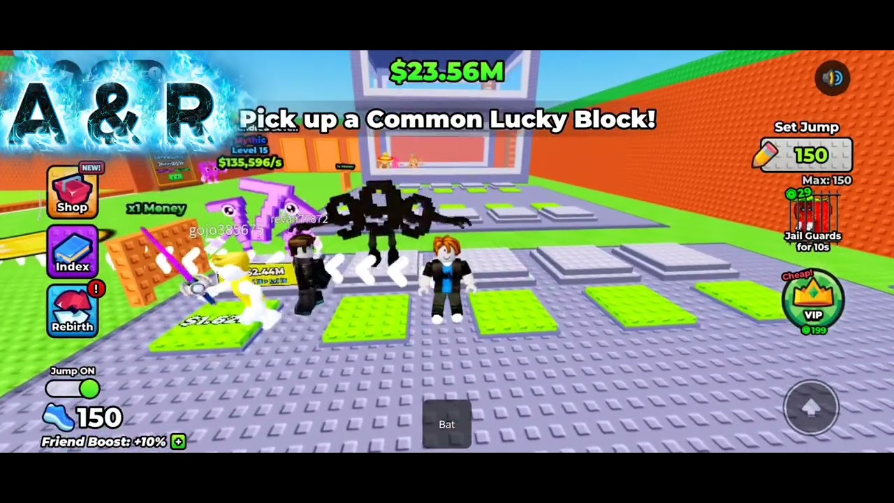My Brother give me 777 Brainrot in Jump to steal Lucky Blocks 