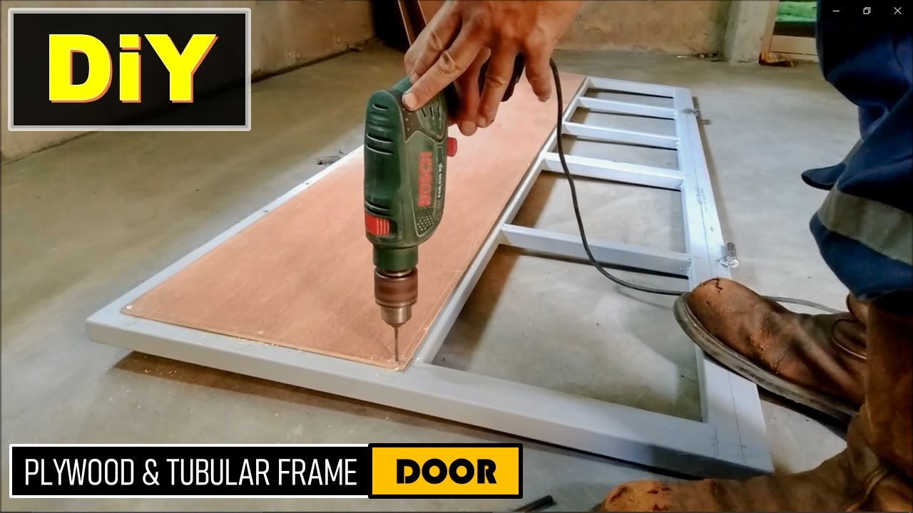 DiY MAKING A SIMPLE PLYWOOD & TUBULAR FRAME DOOR | low-cost