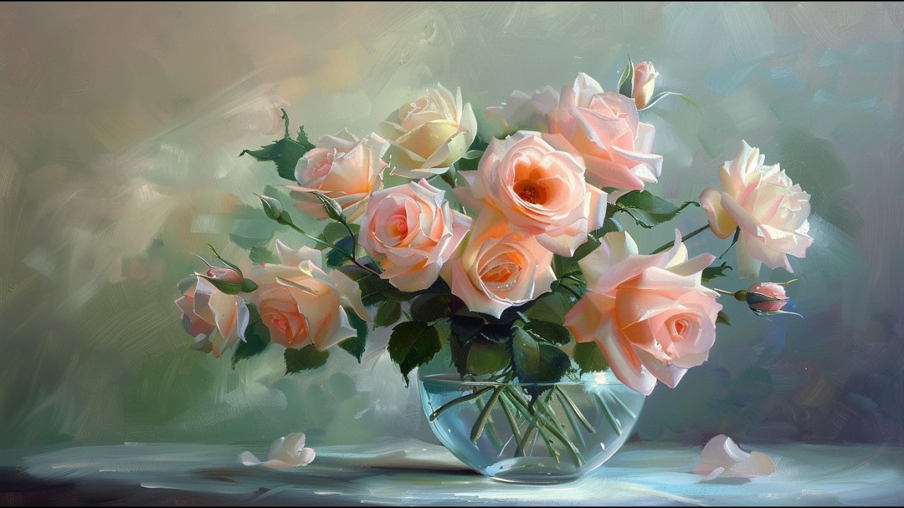 Soft Pink Rose Painting in 4K 🌸 | Romantic Floral Art for Frame TV | ART Scene & Sound