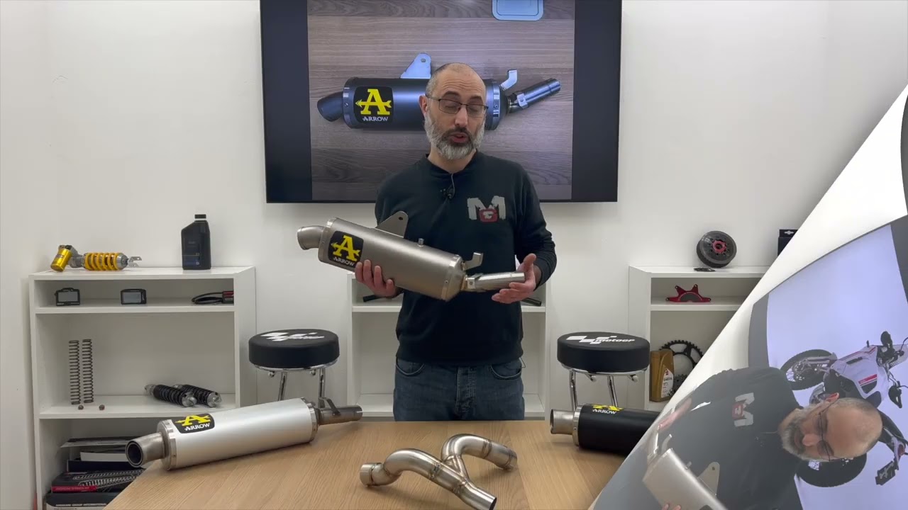 Scarico Arrow Indy Race Ducati DesertX omologato Euro5, versione Titanio \ Alluminio Nero \ Standard