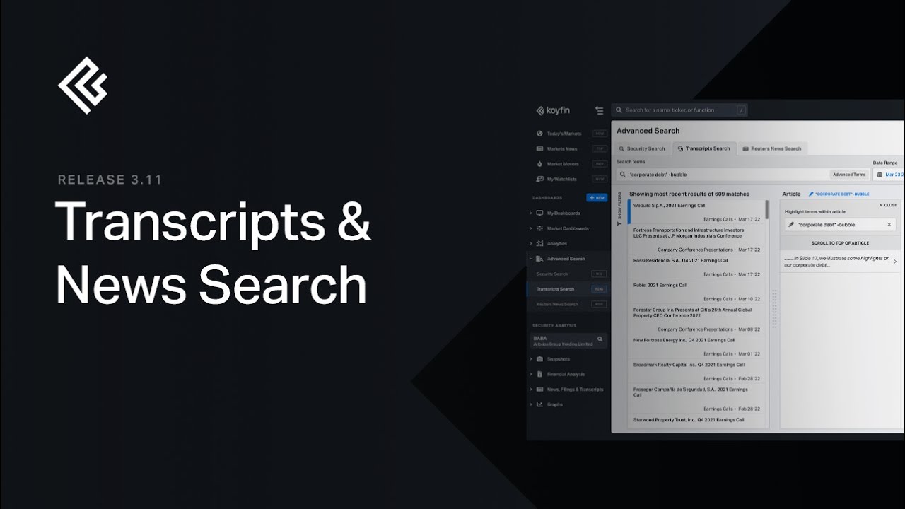 Transcripts & News Search Release