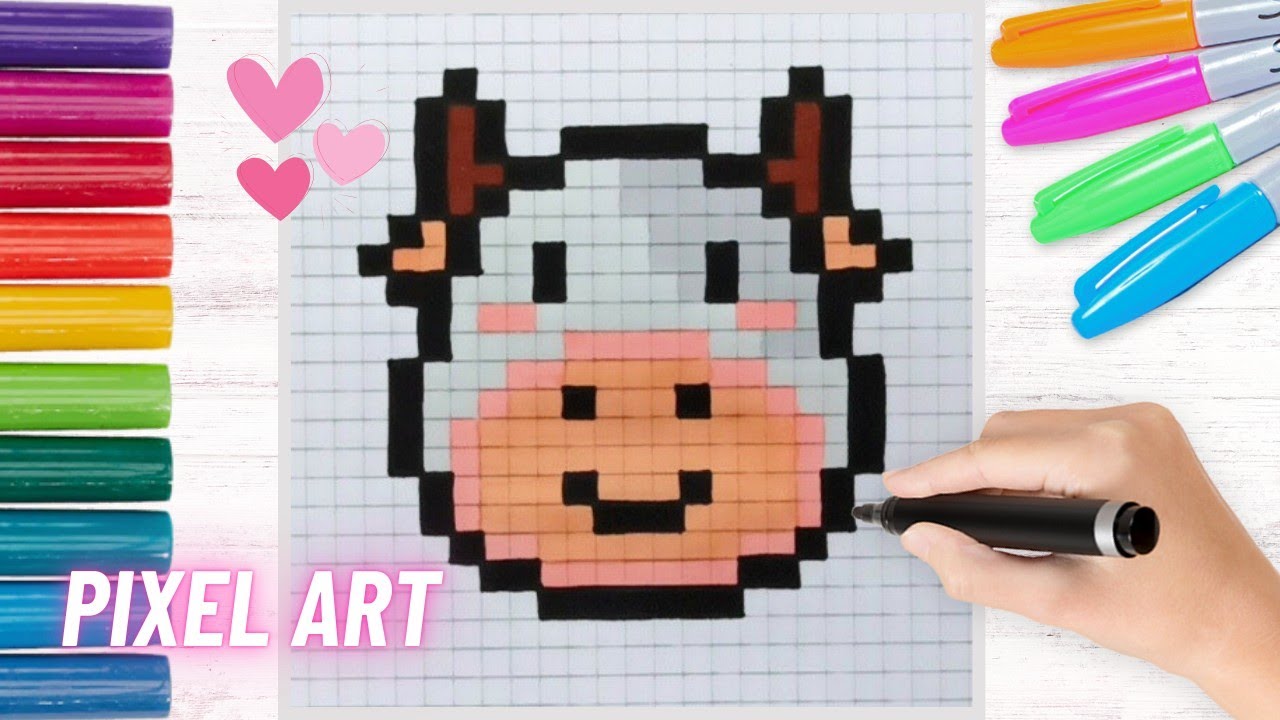 🐮Como dibujar una VACA en Pixel Art | Dibujos pixelados