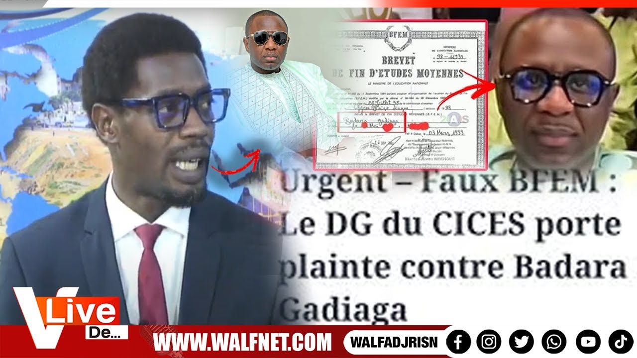 Affaire du faux BFEM, plainte du DG CICES contre Badara Gadiaga 