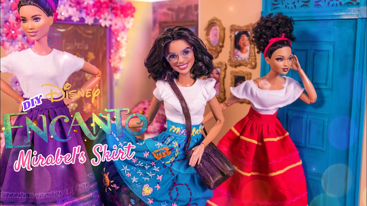 Let’s Make Our Dolls Clothes inspired by Encanto : DIY Dolores, Luisa, Mirabel Skirts