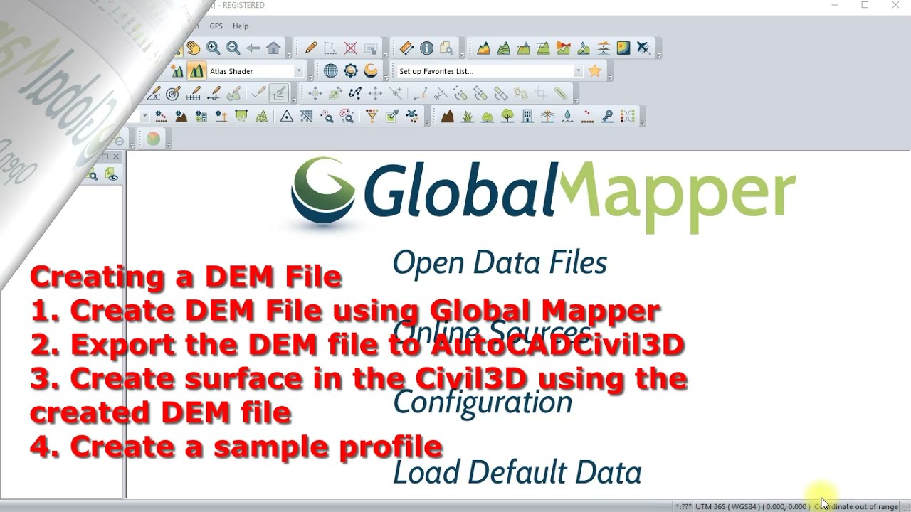 How to create DEM files using global mapper and export to Autocad Civil3D