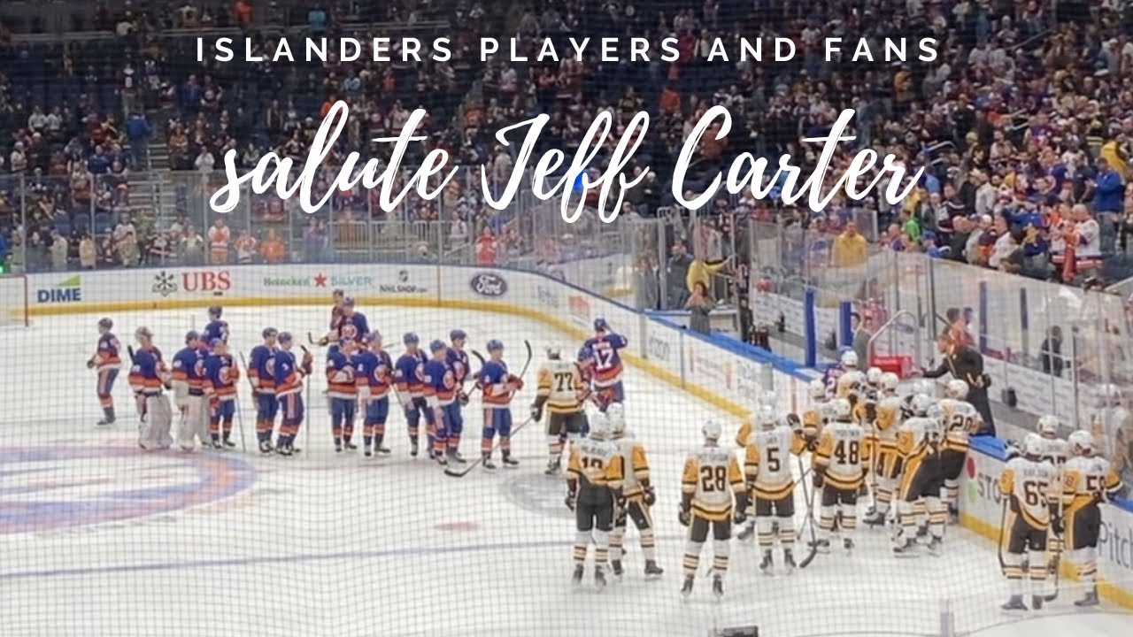 Islanders players and fans salute Pittsburgh Penguins player Jeff Carter  - UBS Arena