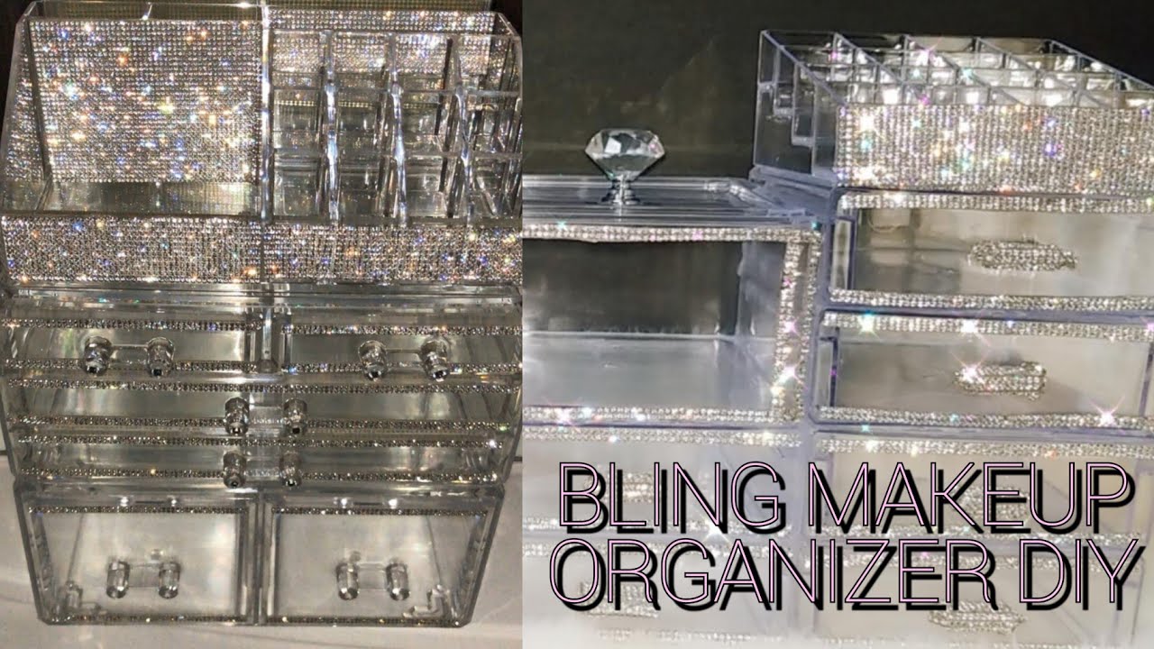 A VERY GIRLY GLAM ACRYLIC BLING MAKEUP ORGANIZER  | DOLLAR TREE DIY | EASY & CHEAP TO MAKE!