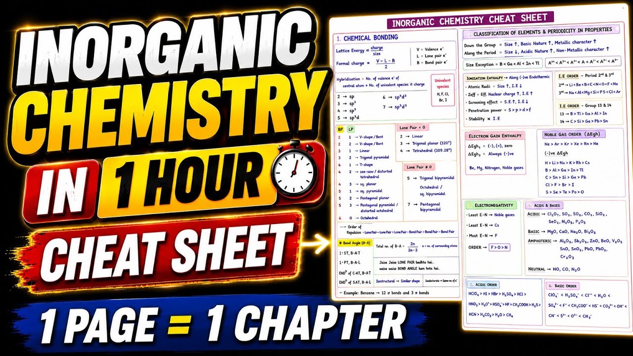 Inorganic in 1 Hour 🔥 for Re - NEET 2026 | Your Last chance to score full in INORGANIC