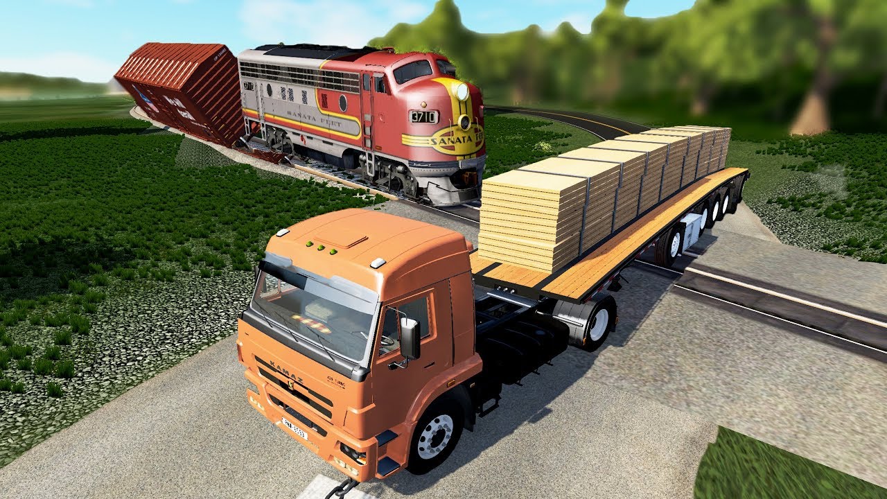 Railway Сrossing Train Сrashes #8 - Beamng drive