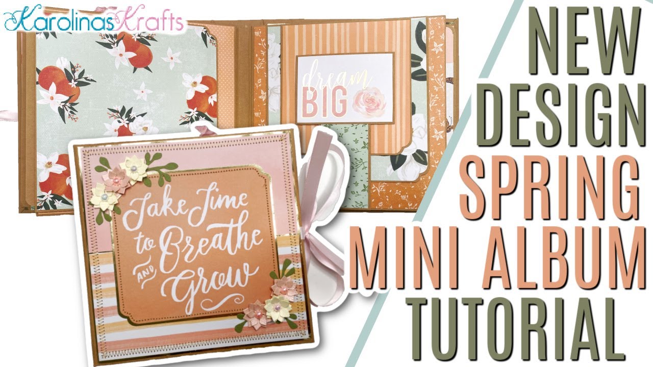 NEW DESIGN Spring Mini Album TUTORIAL, Scrapbook Mini Album Tutorial, Floral Mini Album Pages