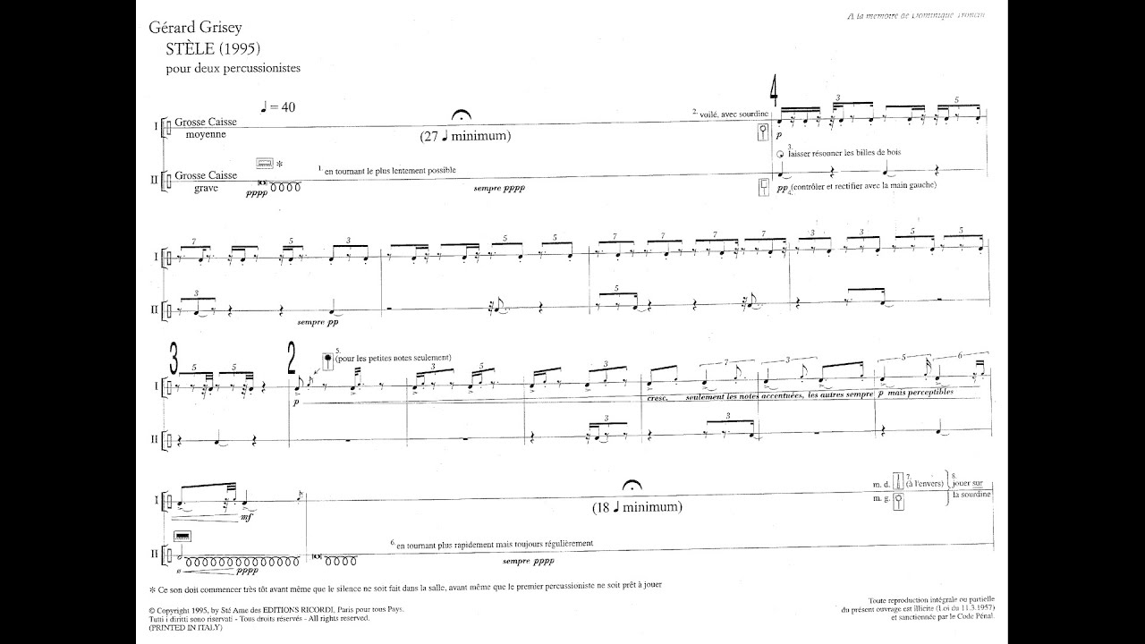 Gérard Grisey - Stèle (Audio + Full Score)