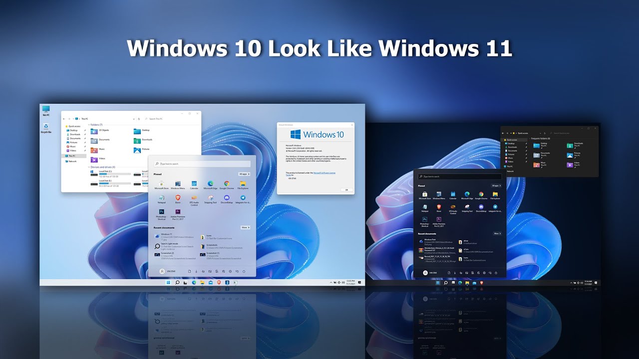 Windows 10 Look Like Windows 11 || Windows 11 Theme For Windows 10 || windows 10 21h2