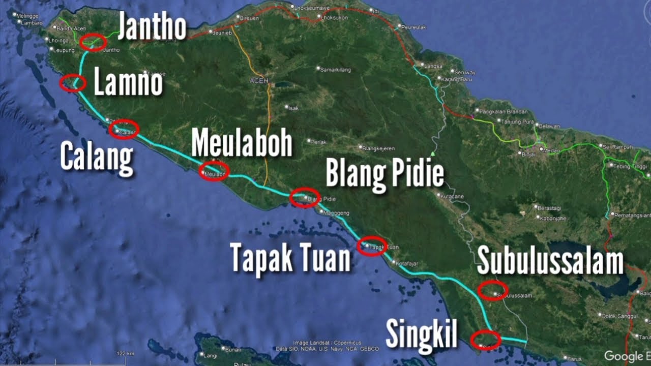 Trase Jalan ToL LINTAS BARAT ACEH