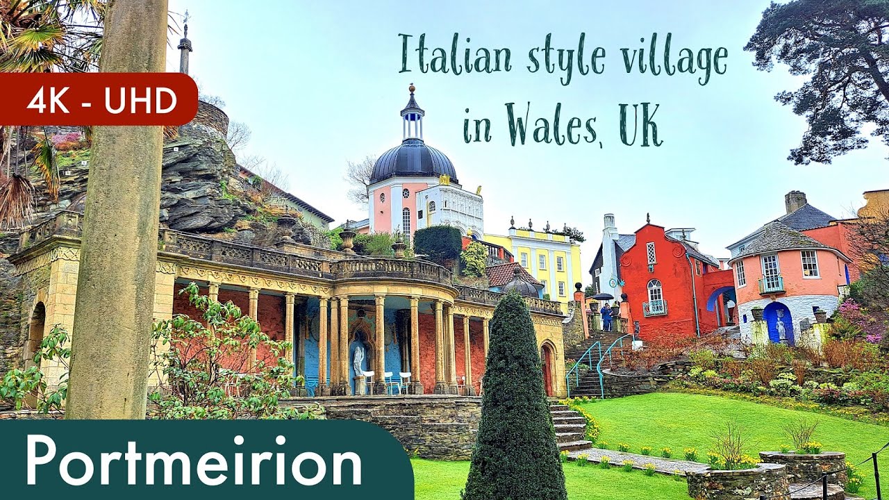 Italian style village -- Portmeirion (Gwynedd), Wales, UK (4K-UHD)