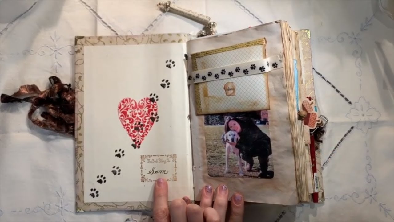 Dog Themed Memory Gift Journal Flip Through | Daffodils Galleria #JunkJournal  #FlipThrough