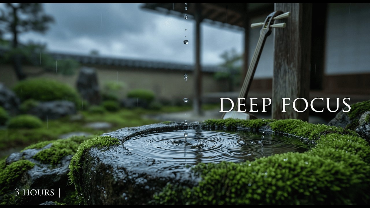 Zen Rain Garden 🌧️ Authentic Shamisen & Gentle Rain for Deep Sleep, Study & Focus (3 Hours)