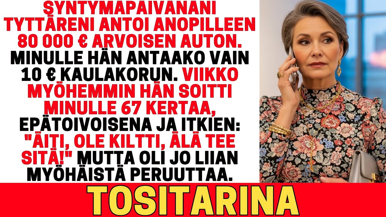 SYNTYMÄPÄIVÄNÄNI ANOPPI SAI 80 000 € AUTON – MINÄ? 10 € KAULAKORUN