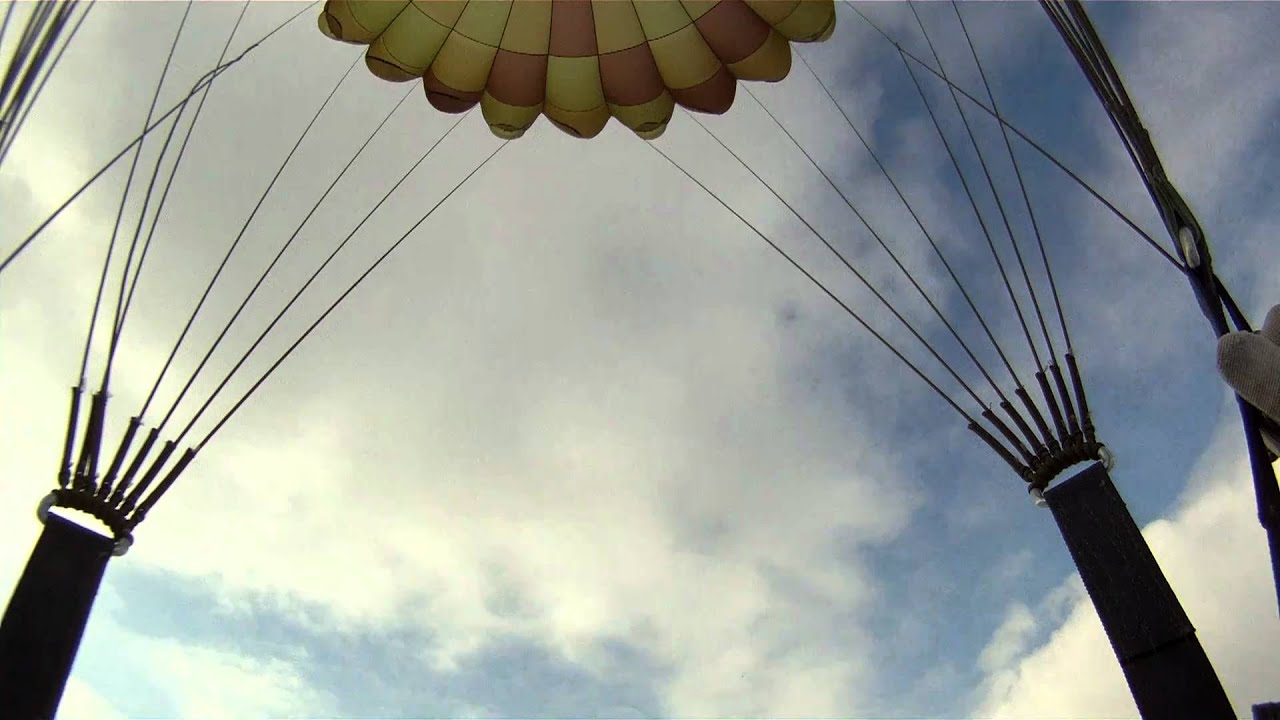 Winter round parachute jump from AN-2 in Horovice, Czech Republic