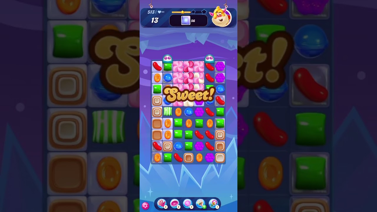Kid game. Candy crush saga, Hard part level 513