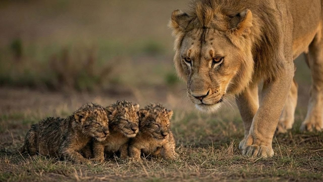 Lioness Left Her Newborn Cubs to Die in the Wild… Then Father Lion Changed Everything