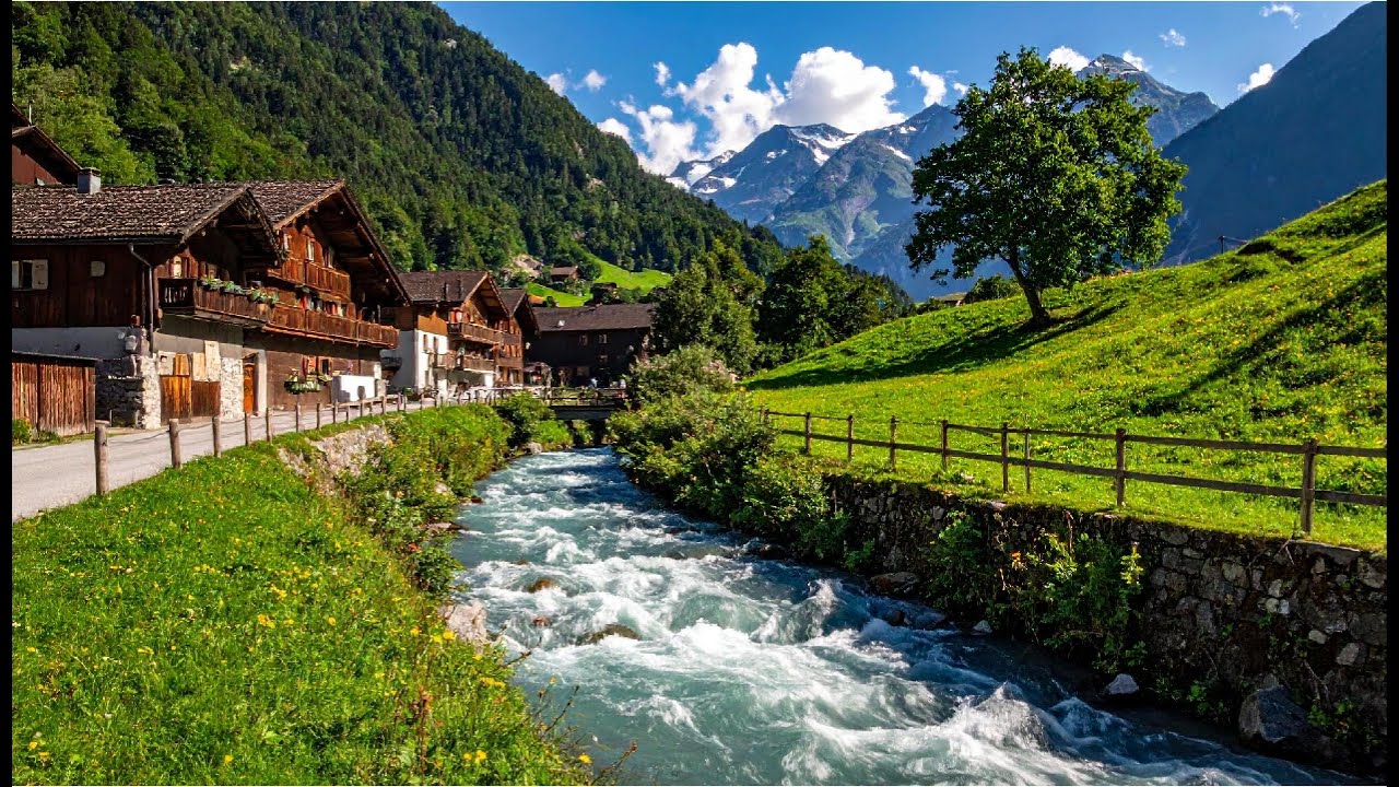 Peaceful Alpine Village River 🌿🏔️ Relaxing Nature Sounds for Sleep, Focus & Stress Relief
