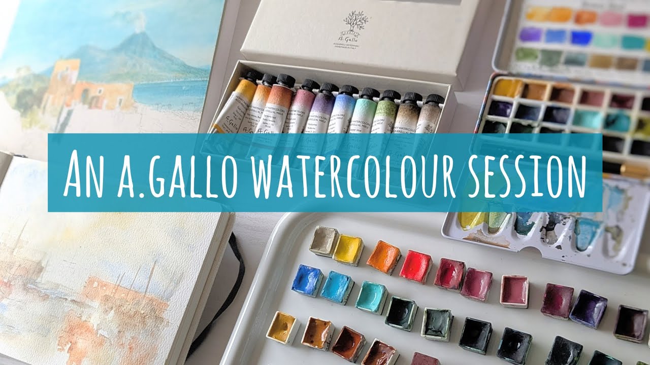 Swatching My A.Gallo Watercolours, Re-Wet Test Of Dried Tube Paints, Art Book Flip-Though & Painting