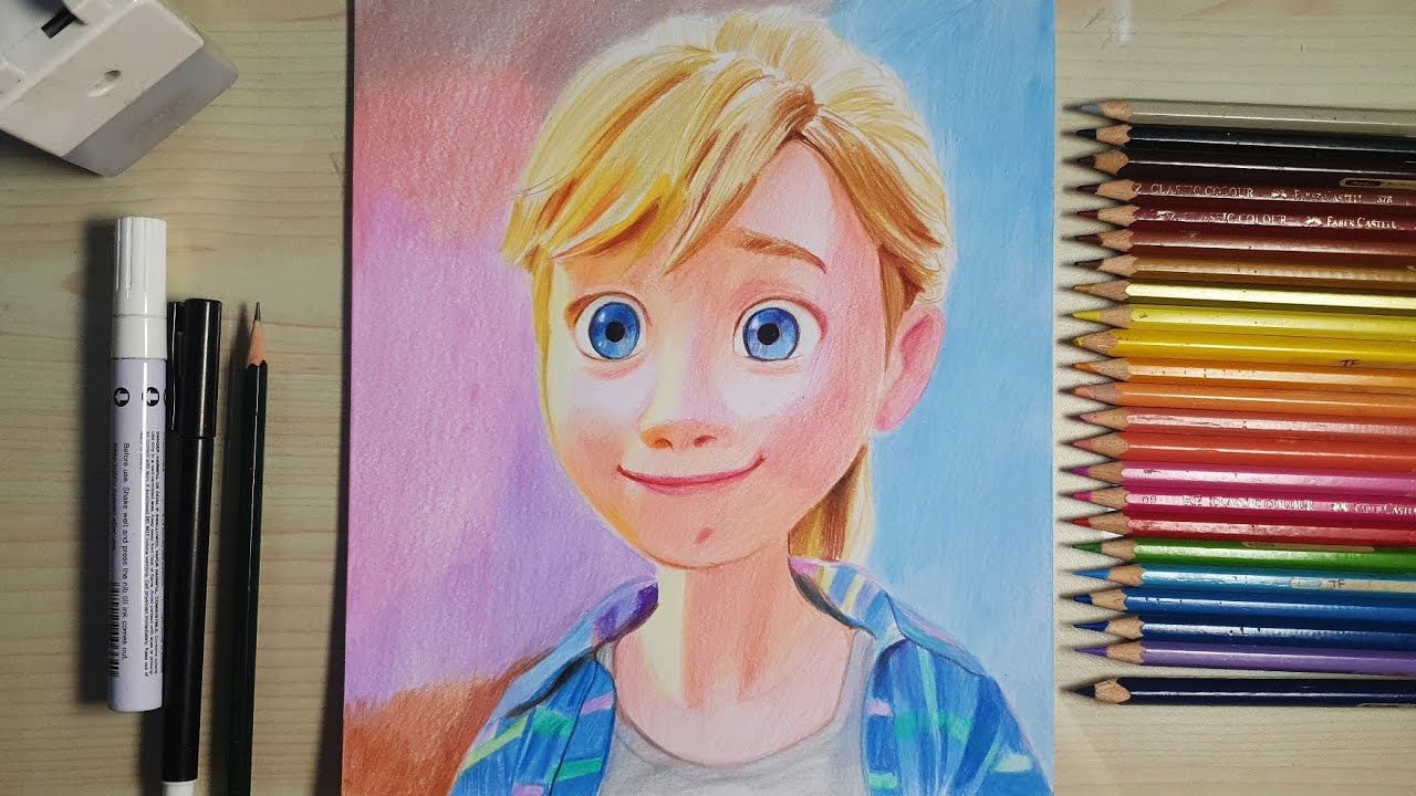 Drawing Riley Andersen from Inside Out 2 Disney Pixar