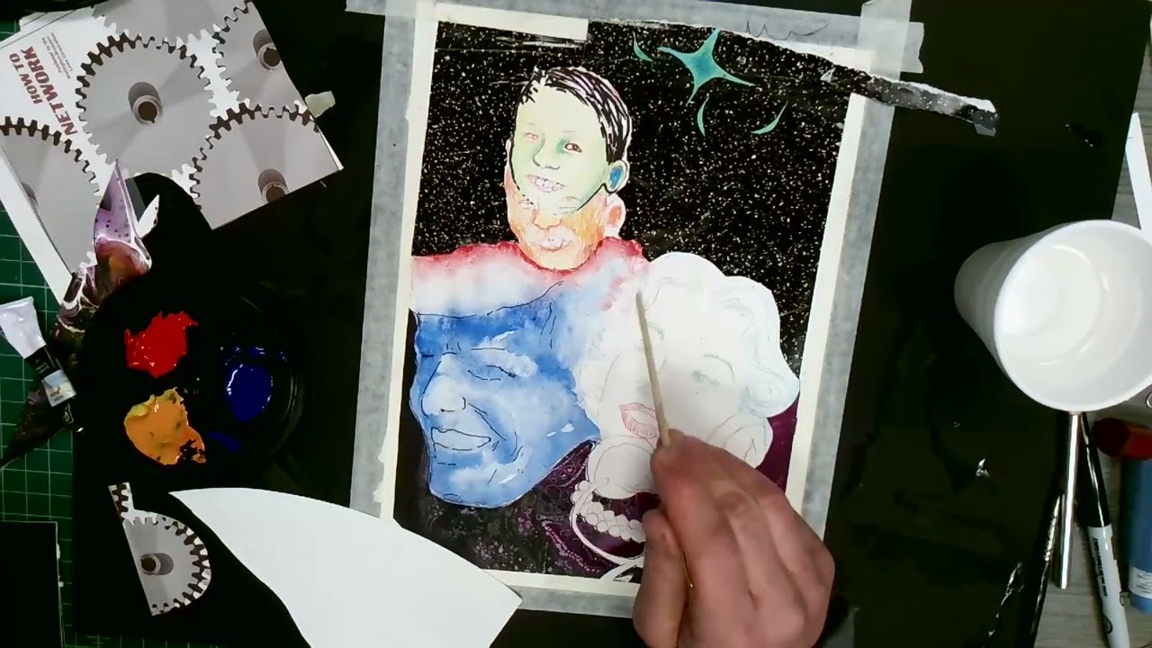 Self portrait trace monotype continued again