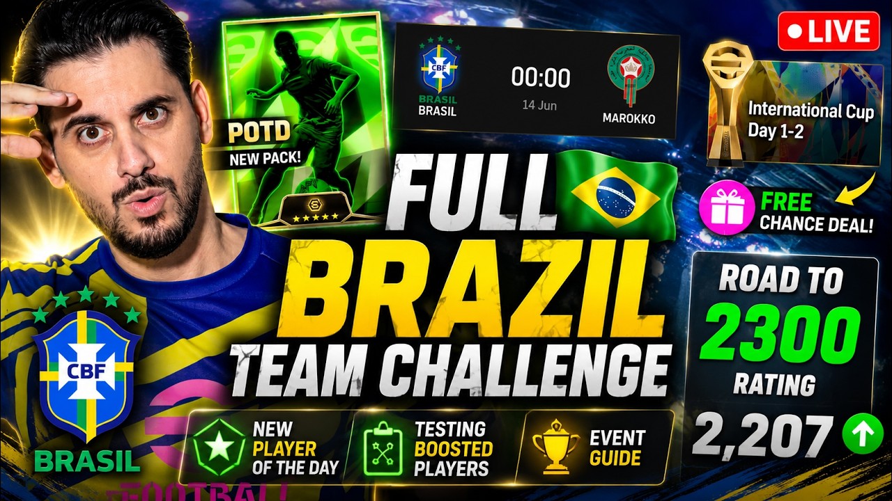 FULL BRAZIL TEAM CHALLENGE 🇧🇷 NEW PLAYER OF THE DAY + ROAD TO 2300 POINTS 🔥 eFootball LIVE