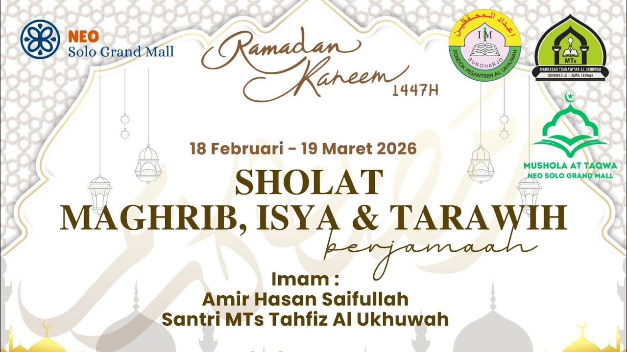Sholat Isya & Tarawih berjamaah tgl 8 Maret 2026 1447H diMushola At Taqwa lantai4A