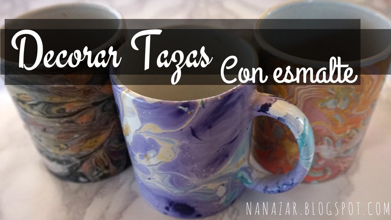 Decorar tazas con pintauñas (Decorate cups with polish nail)