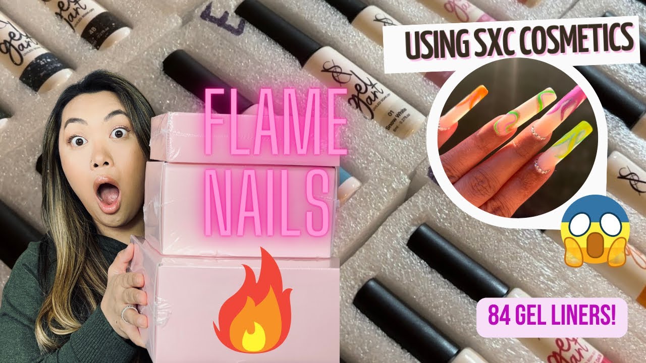 Flame Nails 🔥 Gel-X using SXC Cosmetics|Massive unboxing! 😳 84 Gel liners| Honest review|