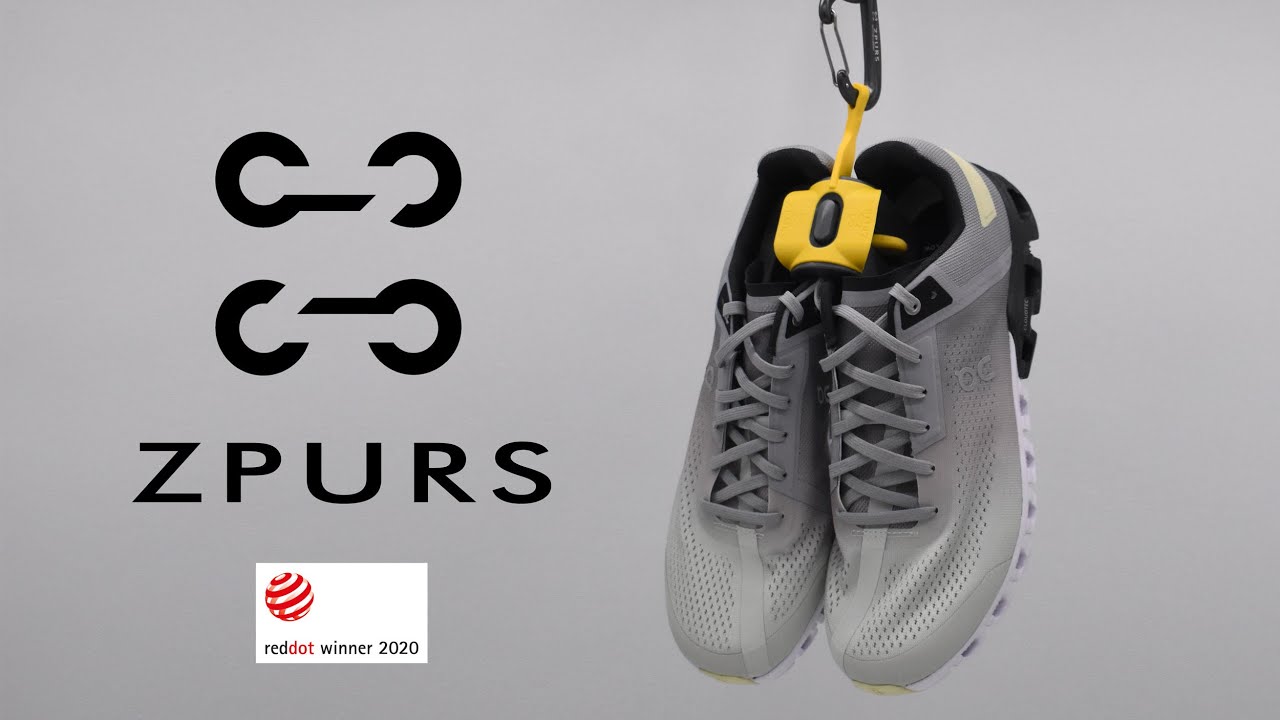 Shoe storage and sneaker drier with self-adhesive Wall Hanger. Zpurs shoe and trainer organiser.