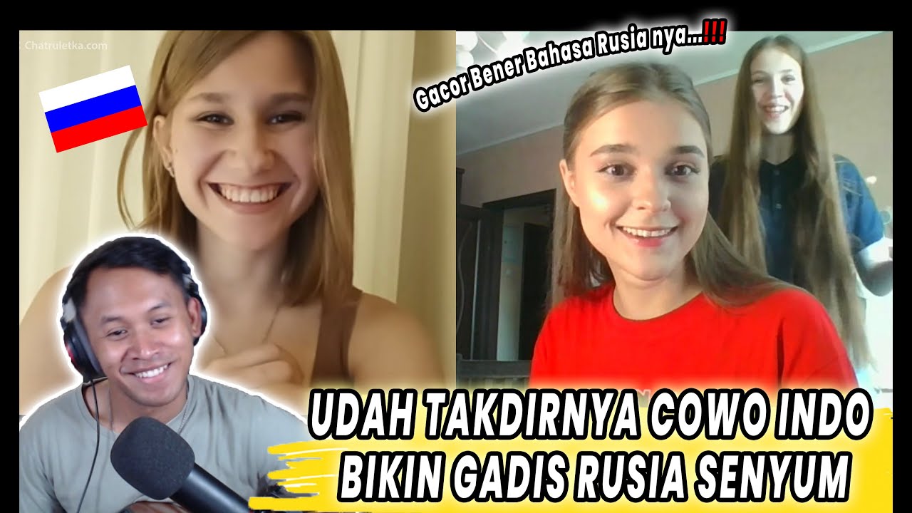 GADIS RUSIA AUTO GABISA BERHENTI SENYUM SETELAH DENGER NYANYIAN COWO INDONESIA - Ometv Rusia