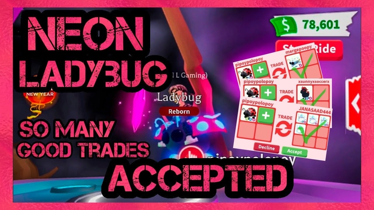 What people trade for a NEON LADYBUG in RICH SERVER adopt me 2021 / Roblox Ph