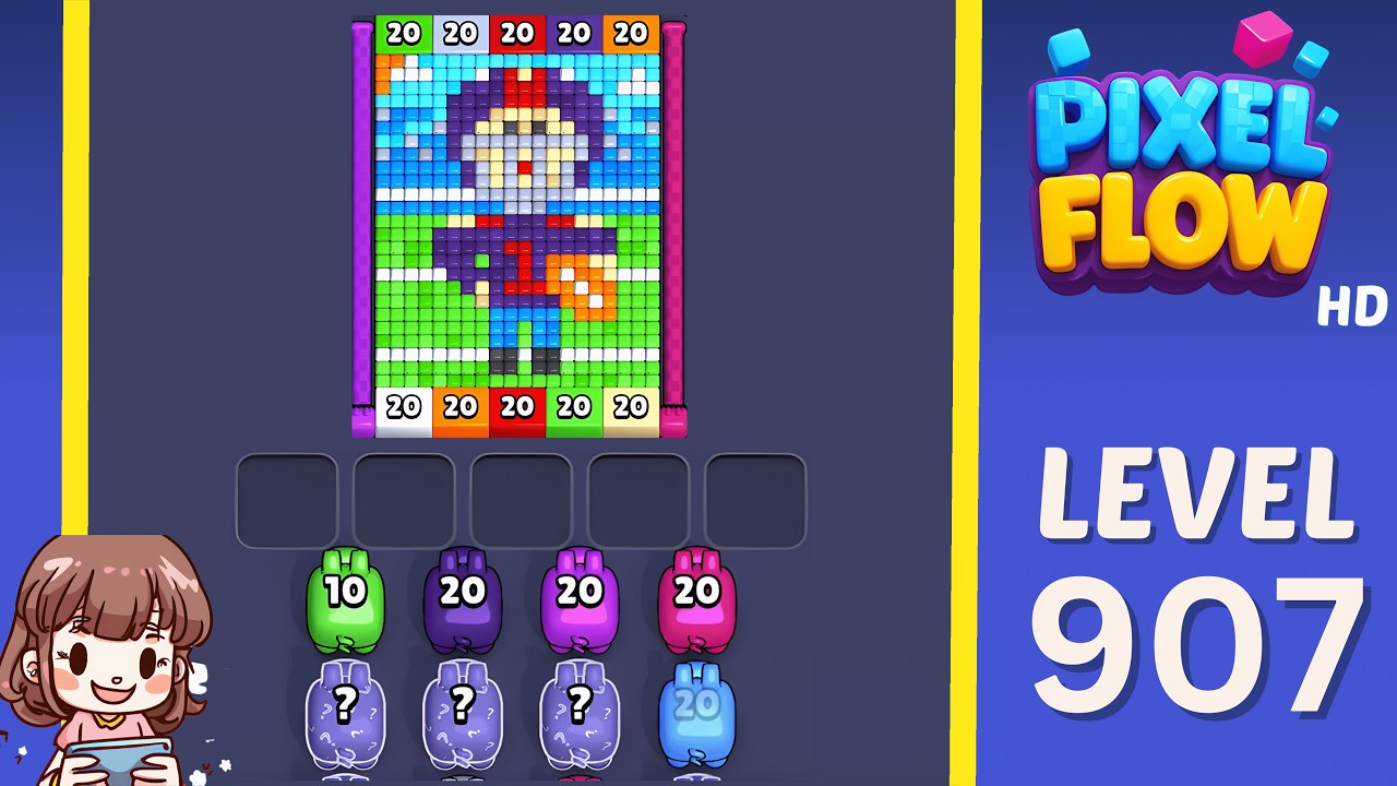 Pixel Flow Level 907 Solution Walkthrough