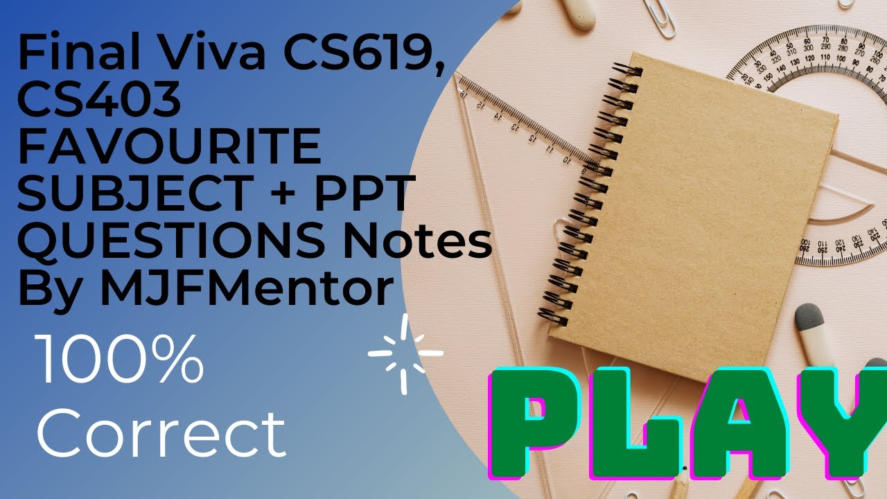 Final Viva #CS619, #CS403 FAVOURITE  SUBJECT + #PPT  #QUESTIONS Notes By #MJFMentor