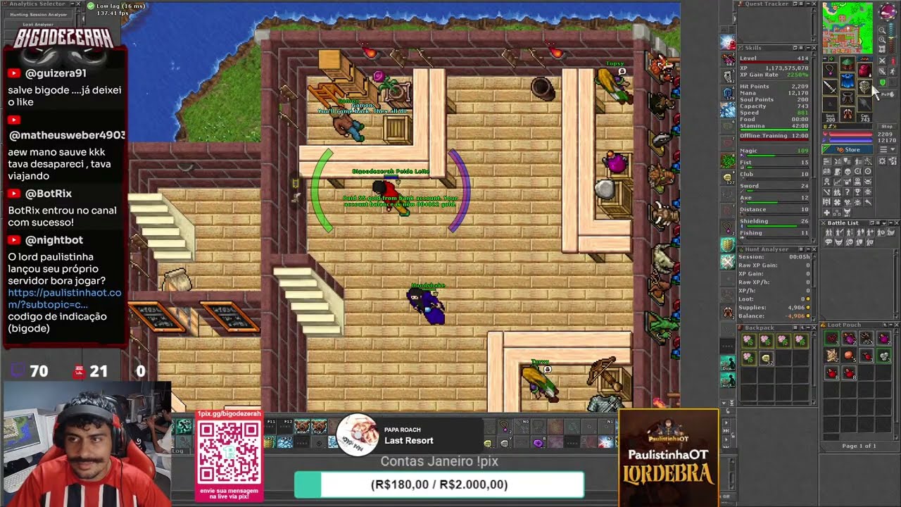 TIBIA GLOBAL AO VIVO PVP PLAYER AND BOT HUNTER 2026 !links !pix !insta