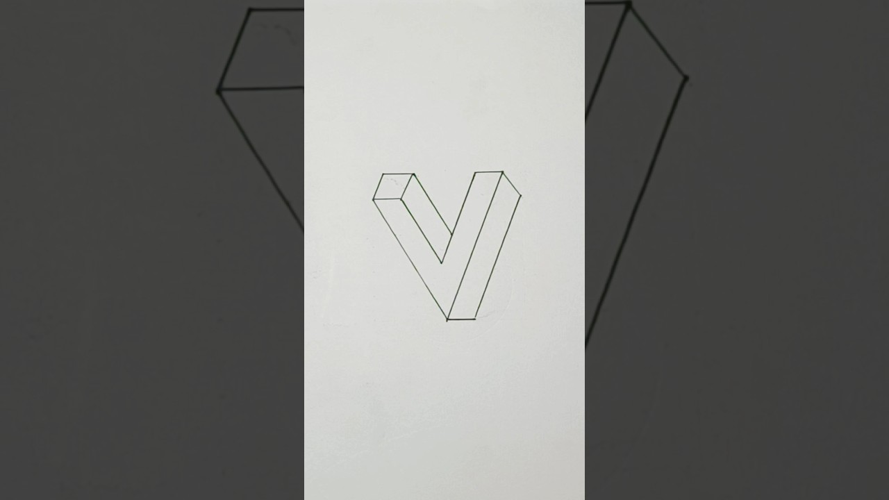 3D Letter V Drawing #22 #shorts #viralshorts #opticalillusion #drawingskill