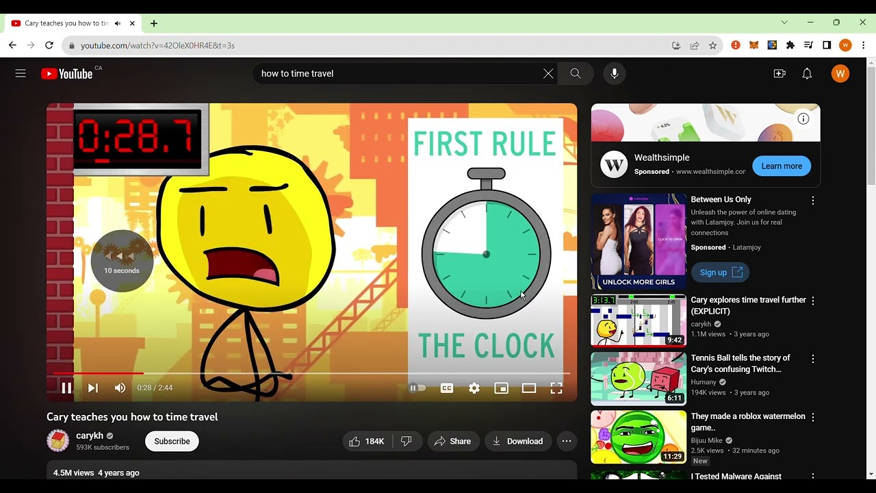 Cary teaches you how to time travel rickroll
