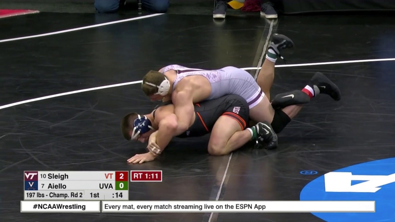 197lbs: Tom Sleigh (Virginia Tech) dec Jay Aiello (Virginia)