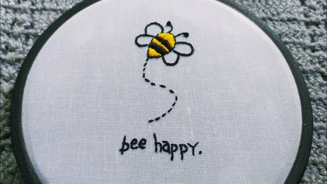 Bee🐝 Happy Embroidery Hoop Art || Creative Embroidery Art || Embroidery For Beginners- Let's Explore