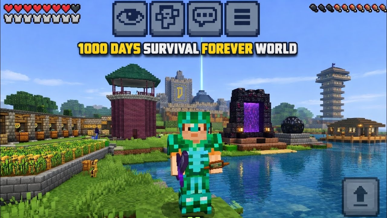 Minecraft 1000 days survival forever world op house and village 
