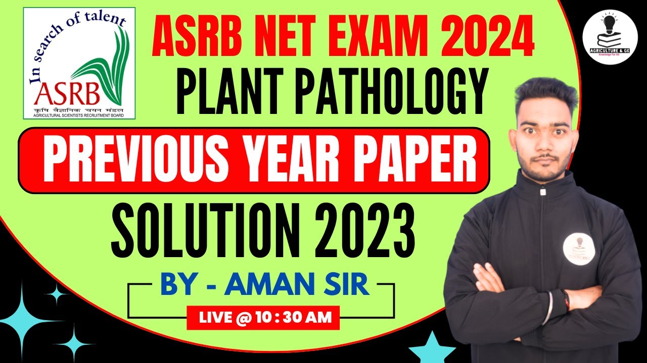 ASRB NET Plant Pathology Previous Year Paper Solution 2023 | ASRB NET Plant Pathology Exam PYQ 2023