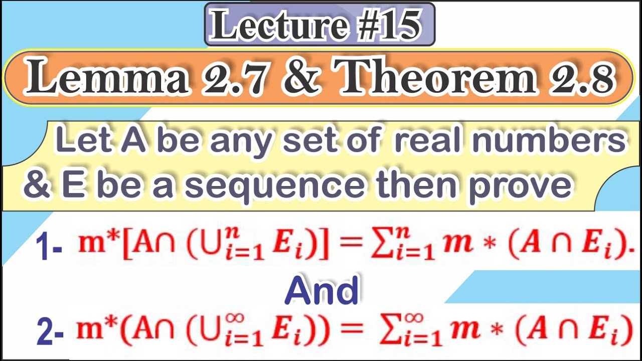 Lemma 2.7 and Theorem 2.8 in Chapter 2 Measurable Sets